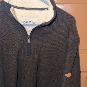Orvis Men's Brown Zip-Up Sweater